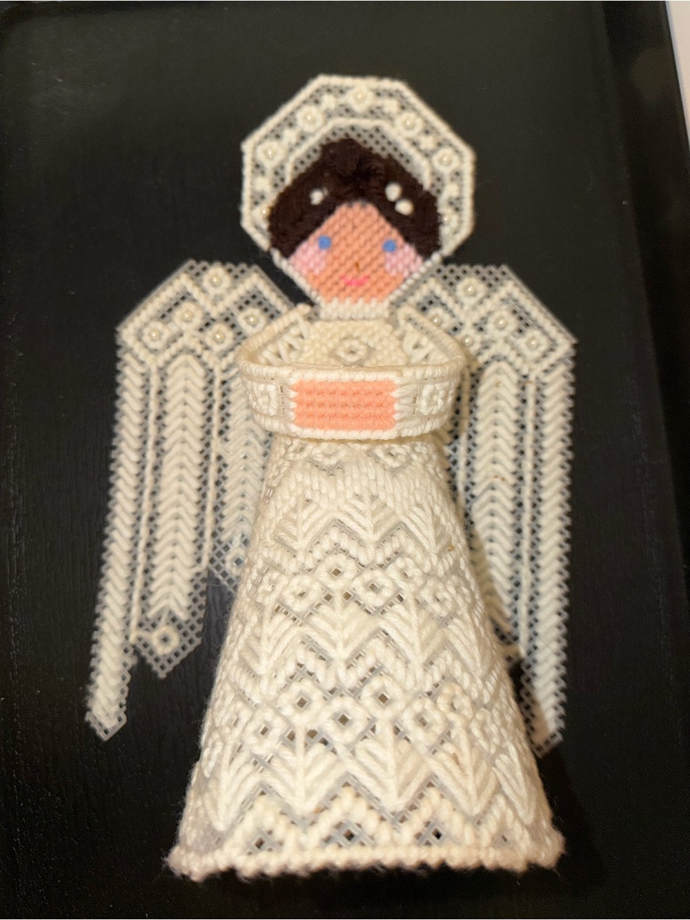 Vintage Needlepoint Angel Tree Topper